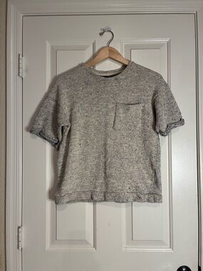 Zara Heathered Light Gray Short-Sleeve Pocket Polo